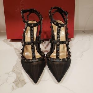 Valentino mesh Rockstud studded Leather heels